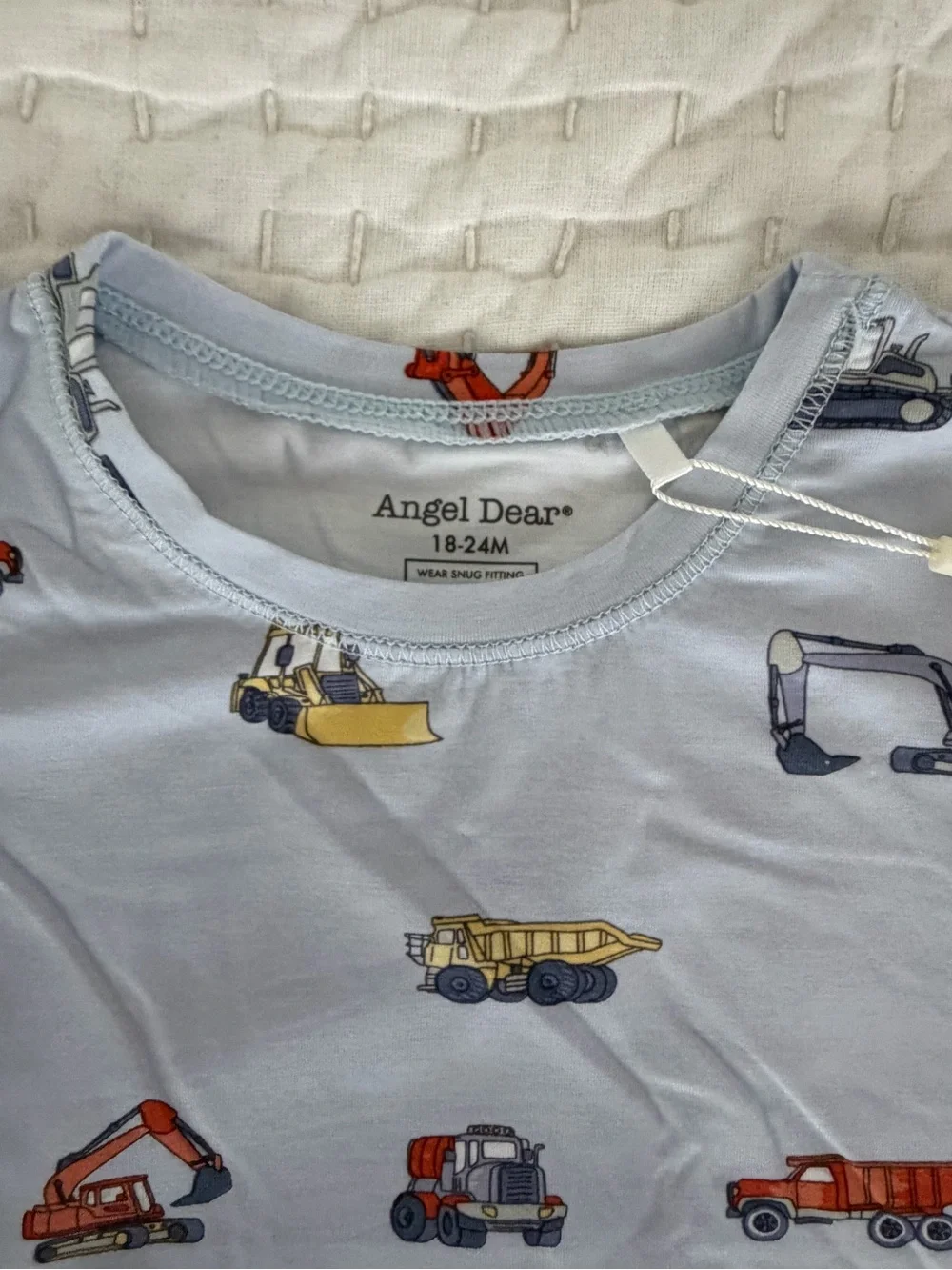 NWT Angel Dear Bamboo Short Sleeve & Pants Construction Truck Pajama Set 18-24M